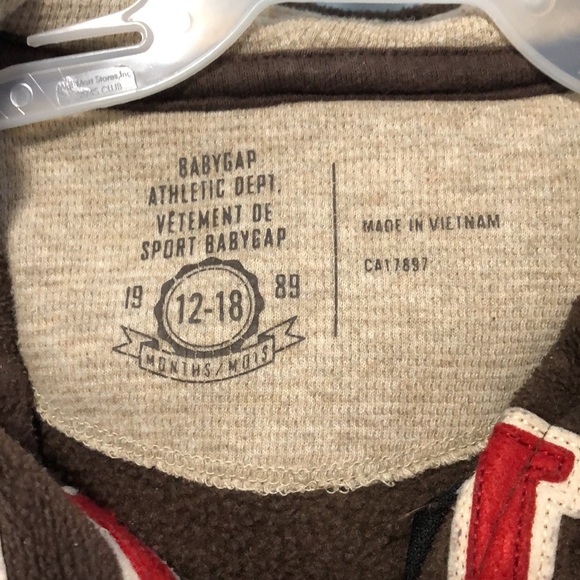 🛍️5/$20🛍️Baby Gap Athletic Zip front Hoodie - Picture 3 of 4